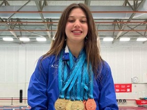 In August, Spruce Grove swimmer Dakota Howard won a total of seven medals at the Niagara 2022 Canada Summer Games. Photo submitted.
