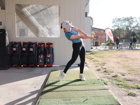 Last month, Spruce Grove's 12-year-old Shylee Kostiuk closed out the golf season with a first place title at the Amateur Long Drive (ALD) Canadian Long Drive Championships in Calgary where she drove the ball 286 yards. Photo by Larry Kostiuk.