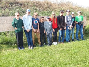 Ten youngsters pose following the 49th annual Andrew Young and 11th annual Jerry Zayac Memorial Junior Trap Shoot. Photo supplied.