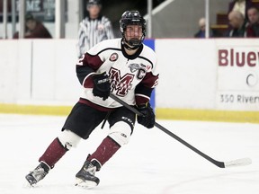 Chatham Maroons' Blain Bacik plays against the Strathroy Rockets at Chatham Memorial Arena in Chatham, Ont., on Sunday, Sept. 18, 2022. Mark Malone/Chatham Daily News/Postmedia Network