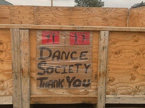 Crowsnest Pass Dance Festival Society's drop-off bin for their annual bottle drive.