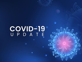 Coronavirus disease 2019 (Covid-19 or 2019-nCov) pandemic update in blue 3d microscopic with blue background. Can be use for illustration, news, education. Premium vector EPS10