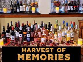 The Harvest of Memories wine table raffle, with 75 bottles of wine to be won by one person.