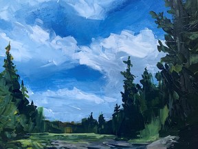 Jane Roy's Below Thompson Rapids is part of a new exhibition on at Westland Gallery until Oct. 8 also featuring works by Carol Finkbeiner Thomas and Kim Rempel.