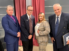 Candidates running for Ward 1 in the upcoming election met at the Rogers studio for a debate Wednesday: Michael Sullivan, left, Mike Tutt, Rose Sicoli and John Van Dyk.