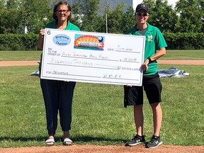 Riverview Bingo helped WMBA raise $18,000 for their ball field. Pictured here are Heather Dawson, bingo coordinator and Katrina Cadott, WMBA president. - Photo Supplied