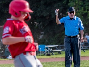 Baseball umpire Jim Howarth may be one of the oldest in-game officials in Brantford at the age of 75. Submitted