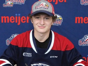 David Brown of Blenheim, Ont., has signed with the Saginaw Spirit for the 2022-23 Ontario Hockey League season. (Saginaw Spirit Photo)