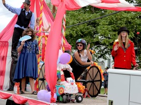 Participants in this year's North Augusta Labour Day parade wave to the crowd. This year's parade had a circus theme, and featured plenty of creative entries. (RONALD ZAJAC/The Recorder and Times)