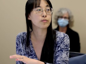 Dr. Linna Li, acting medical officer of health at the Leeds, Grenville and Lanark District Health Unit, speaks to the board of health at its regular meeting on Thursday. (RONALD ZAJAC/The Recorder and Times)