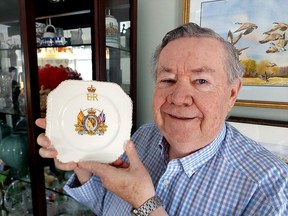 H. David Goldsmith has cherished a commemorative plate marking the coronation of Queen Elizabeth II on June 2, 1953 that he received as student while in Grade 4 at McKeough Public School in Chatham. Ellwood Shreve/Postmedia