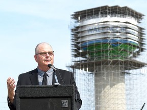 Tim Sunderland, general manager of the Chatham-Kent Public Utilities Commission, speaks near the Wallaceburg water tower, which has undergone a rehabilitation. PHOTO Tom Morrison/Postmedia