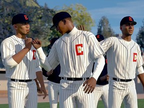 This photo shows some members of a digitized version of the 1934 OBA champion Chatham Colored All-Stars, now embedded as a playable team in the MLB The Show video game.  (handout)