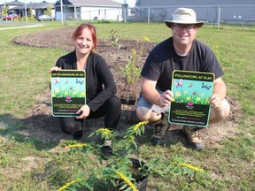 Angela Parker and Hugh Metcalfe at the pollinator garden/parkette site in the Belfort Estates subdivision. Photo  on Friday, September 9, 2022, in Cornwall, Ont. Todd Hambleton/Cornwall Standard-Freeholder/Postmedia Network