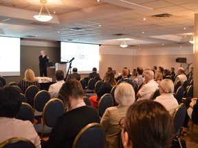 Individuals in attendance during opening remarks, listening to keynote speaker Bill Carr, at the Ontario East Municipal Conference on Wednesday September 14, 2022 in Cornwall, Ont. Shawna O'Neill/Cornwall Standard-Freeholder/Postmedia Network