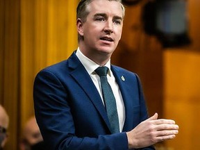 Leeds-Grenville-Thousand Islands and Rideau Lakes MP Michael Barrett speaks in the House of Commons earlier this year.Handout/Cornwall Standard-Freeholder