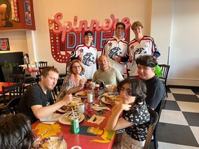 The Colts Amazing Scavenger Hunt had Colts players (from left) Etienne Lessard, Logan Slou and Zack Spec-Meek at Spinner's Diner.Handout/Cornwall Standard-Freeholder/Postmedia Network