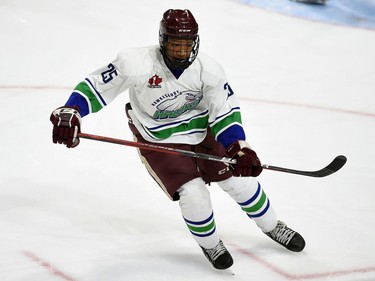 Hawkesbury Hawks Jeremie Ndeffo, during play against the Cornwall Colts on Thursday September 8, 2022 in Cornwall, Ont. The Colts won 4-1. Robert Lefebvre/Special to the Cornwall Standard-Freeholder/Postmedia Network