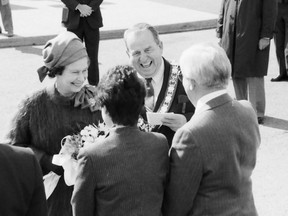 Cornwall Mayor Gerald Parisien introduces Queen Elizabeth II to a couple during her visit to Cornwall during its bicentennial celebrations, on Sept. 25, 1984.
Cornwall Standard-Freeholder/Postmedia Network