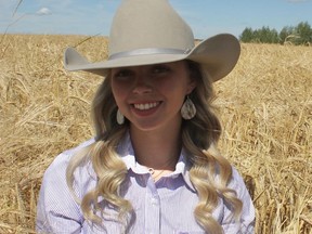 Hailey Milligan is competing in this years Hanna Indoor Pro-Rodeo Queen competition against 7 other contestants. Submitted photo
