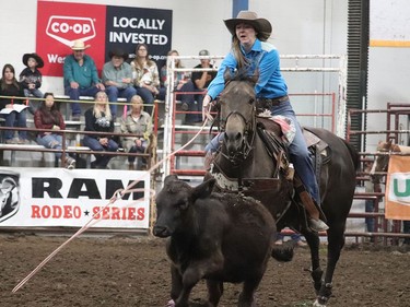 The stock was feisty Hanna Indoor Pro Rodeo at the Hanna Arena in Hanna, Alta. on Sept. 17 as cowboys and cowgirls from all over the world descended for the second day of rodeo. The event was well attended by spectators and participants alike. Jackie Irwin/Postmedia