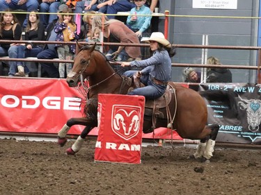 The dust was flying at the Hanna Indoor Pro Rodeo at the Hanna Arena in Hanna, Alta. on Sept. 17 as cowboys and cowgirls from all over the world descended for the first day of rodeo. The event was well attended by spectators and participants alike. Emma Irwin/Postmedia