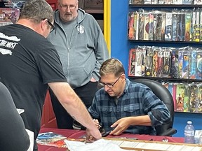 Famous comic book artist and writer Jeff Lemire signs for fans