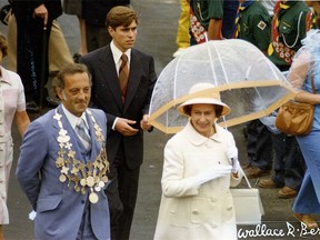 Queen Elizabeth II visits Kingston for the city’s tercentenary celebrations in 1973. With the Queen is then-Kingston Mayor George Speal and her son Prince Andrew.