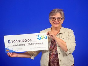 Carla Scherle-Thompson of Grand Bend, above, was among a group of eight co-workers who are sharing the winnings of a $1-million Lotto Max prize. Mary Anstett of Exeter was also part of the group. Handout
