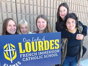 Photo supplied
It’s back to school for Our Lady of Lourdes French Immersion Grade 7 students Caitlyn Vienneau, Harper McMahon, Lily Bernard, Jayde Carlson and Charlotte Parsons.
