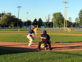 The Pembroke A's took control of their best of three Ottawa Valley Baseball playoff series with Petawawa with a 5-1 win in the opening game on Labour Day.  Josh Brazeau was outstanding on the mound for the A's, throwing a complete game while allowing only four hits over seven innings.
