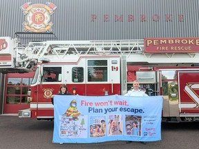 Co-operators advisor Perri-Rae Boell and Pembroke Fire Chief Scott Selle are promoting this year's Fire Prevention Week campaign and its theme, "Fire Won't Wait. Plan Your Escape."