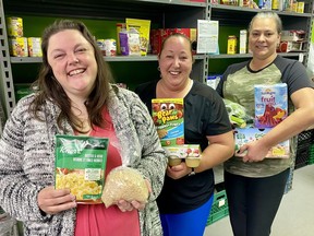 Stratford's House of Blessing is just one local organization dealing with a sharp increase in food bank usage. From left: Molly MacDonald (intake coordinator), Serena Carley (delivery coordinator) and Crystal Marshall (operation coordinator).