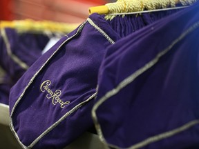 AMHERSTBURG, ONTARIO.  JUNE 3, 2022 – The trademark Crown Royal bags are shown at the Diageo Canada bottling plant in Amherstburg on Friday, June 3, 2022.