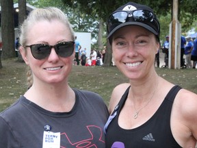 Trish Simon, left, and Nichole Coolledge were among t hose participating in Sarnia's annual Terry Fox Run Sunday (Tyler Kula/ The Observer)