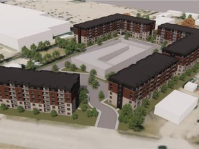 Rezoning and official plan amendments were approved Thursday for a proposed apartment complex at 1450 London Rd. in Sarnia. (Rendering via Zelinka Priamo Ltd. planning and design report)