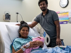 Norah Luke, daughter of Sneha Elizabeth Baby and Deebu Rajan of Simcoe, was the first baby to be born at Norfolk General Hospital this year. She arrived on Sept. 8. CONTRIBUTED