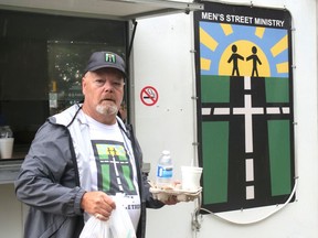 Don Blackstone and volunteers from the Haldimand-Norfolk branch of Men's Street Ministry deliver free lunches to people in need every Tuesday in Simcoe and Jarvis.  CHRIS ABBOTT