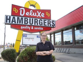 Marsha Smith, of Deluxe Hamburgers on Regent Street. The restaurant was the scene of a wild incident last week that left a man arrested and a drive-thru destroyed.