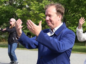 Greater Sudbury mayoral candidate Paul Lefebvre takes part in a Fridays For Future Greater Sudbury rally at Laurentian University on Sept. 22.