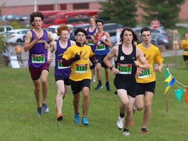 Athletes compete in the boys junior division at the 2022 Laurentian University Rumble on the Rock High School Cross-Country Meet at Laurentian University in Sudbury, Ont. on Tuesday September 27, 2022. About 400 competitors from Northern Ontario took part. John Lappa/Sudbury Star/Postmedia Network