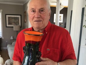 Glass artist Angelo Rossi holds one of his hand blown vases. Rossi has been making Venetian glass since the age of 11, when he first apprenticed under his father in Murano. He will be showing his work at the Smooth Rock Falls legion Friday, Sept. 23 from noon to 3 p.m. and 5 to 8 p.m., and Saturday, Sept. 24 from 10 a.m. to 6 p.m.

Supplied