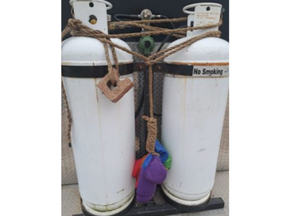 Owners of Truckin Mamas On the Run, a food truck in Petrolia, posted this photo on social media of a noose tied around a Pride flag found Sunday morning attached to the truck's propane tanks.