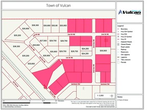 The updated pricing for lots in the Town of Vulcan's industrial subdivision.