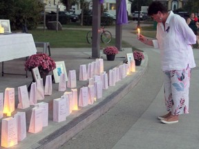 Laterns lined the stage remembering those lost to overdose during Wetaskiwin's first International Overdose Awareness Day candlelight vigil Aug. 31.
Christina Max
