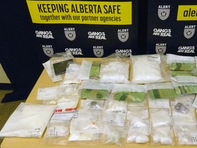 Drugs and cash seized by the Alberta Law Enforcement Response Team (ALERT) in Fort McMurray between Sept. 9 and 13, 2022. Supplied Image/ALERT