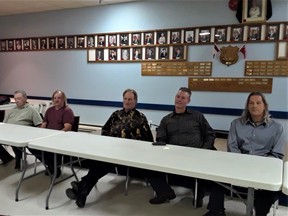 The six candidates running in Joly Township. are, from left, Tom Bryson, Bruce Baker, Budd Brown, Bill Black, Chris Nicholoson and Alan Wade.   Several topics were raised at Monday's Meet the Candidates event, including whether Joly amalgamate with Sundridge and Strong.