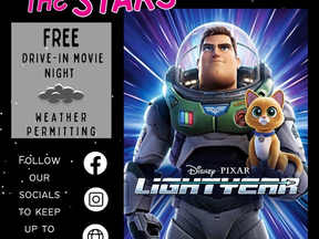 One Kids Place Centre, Community Living North Bay and HANDS thefamilyhelpnetwork.ca are teaming up to host a free drive-in movie on Oct. 15. 'Lightyear' will be the feature film on the big screen taking place in the back parking lot at Canadore College's Commerce Court Campus.