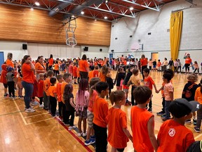 Students from St. Joseph Catholic School gather in the gymnasium during the National Day for Truth and Reconciliation on Friday, Sept. 30, 2022. Photo submitted.