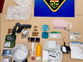 Provincial police released this image of items seized in the arrest of a man for attempted murder in Ottawa on Thursday. (SUBMITTED)